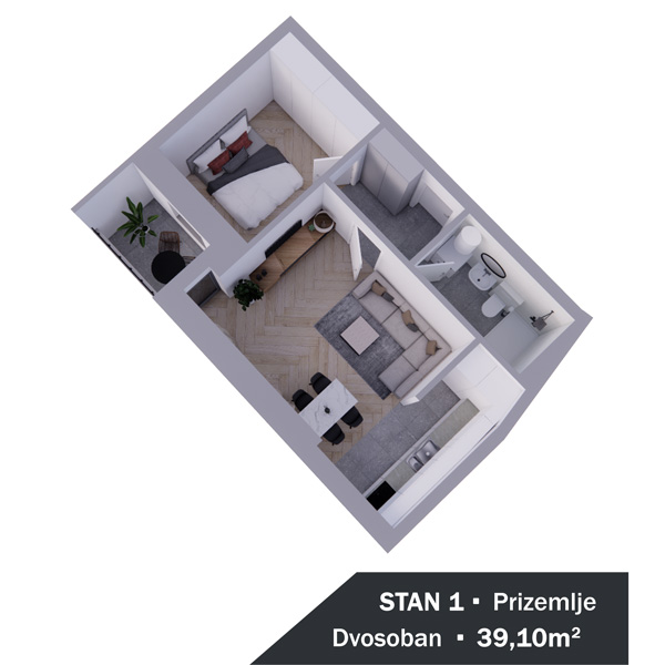 Jug Bogdanova - Stan 1 - 3D prikaz